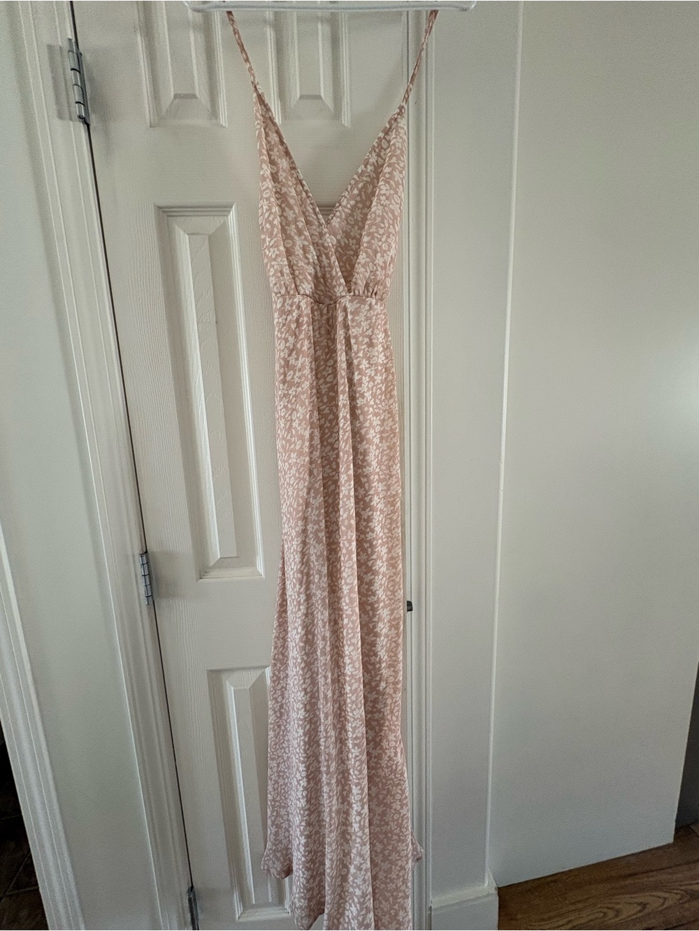 Blush Floral Maxi Dress with Spaghetti Straps